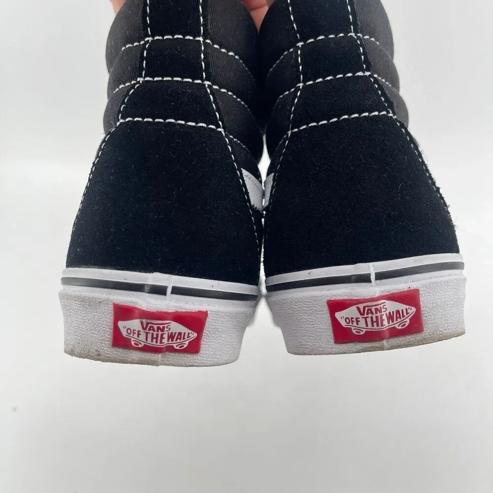 Vans Sk8-Hi Black & White Suede Canvas Sneakers | Unisex M7.5 / W9, Streetwear